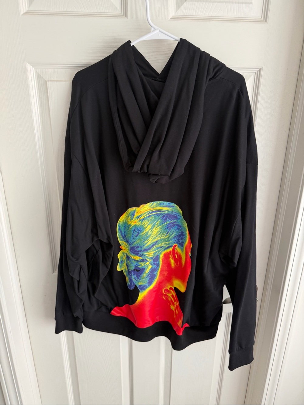 ASOS Black Hoodie with Vibrant Multicolor Back Portrait